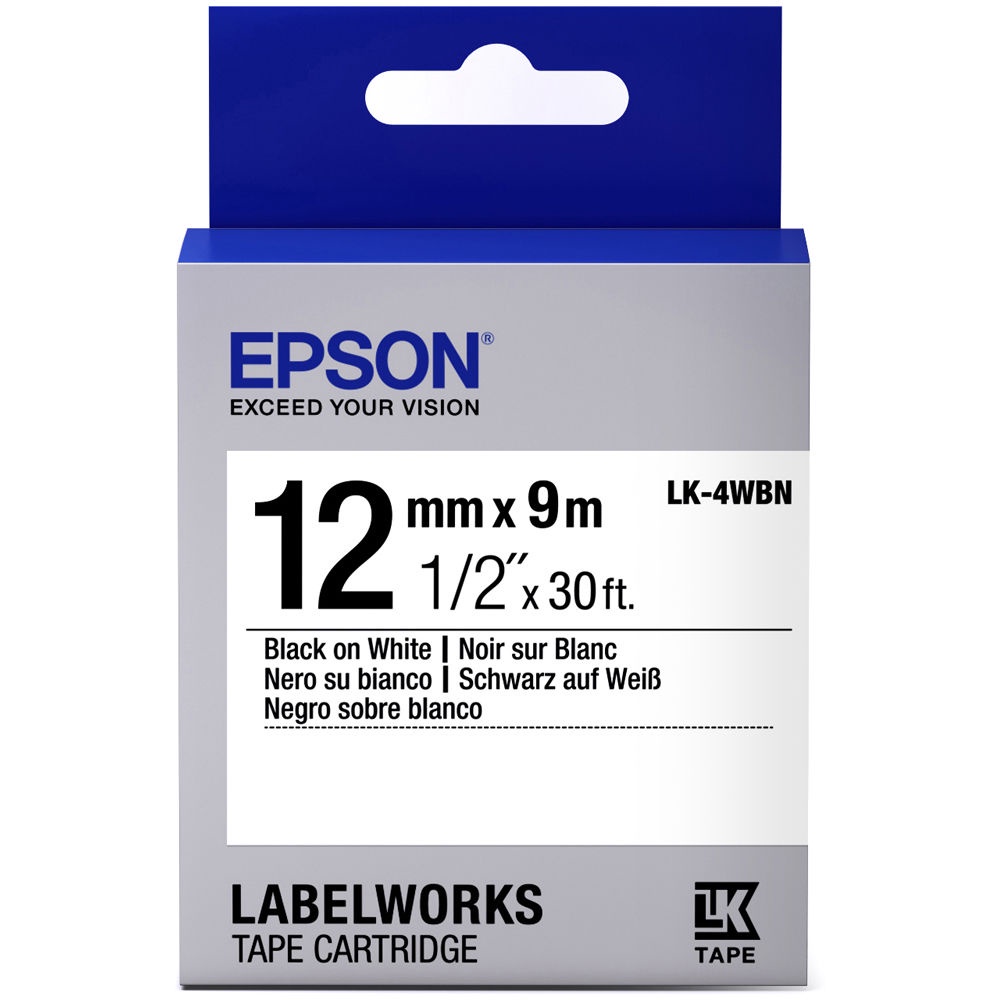 EPSON LABELWORKS 12mm 9meter LABEL TAPE CARTRIDGE