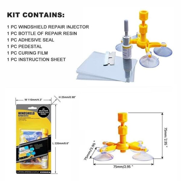 [COD] Windshield Repair Kit Car Crack Kuning Memperbaiki Kaca Retak Anti Repot &amp; Tidak Menyebabkan Perubahan Warna Kaca