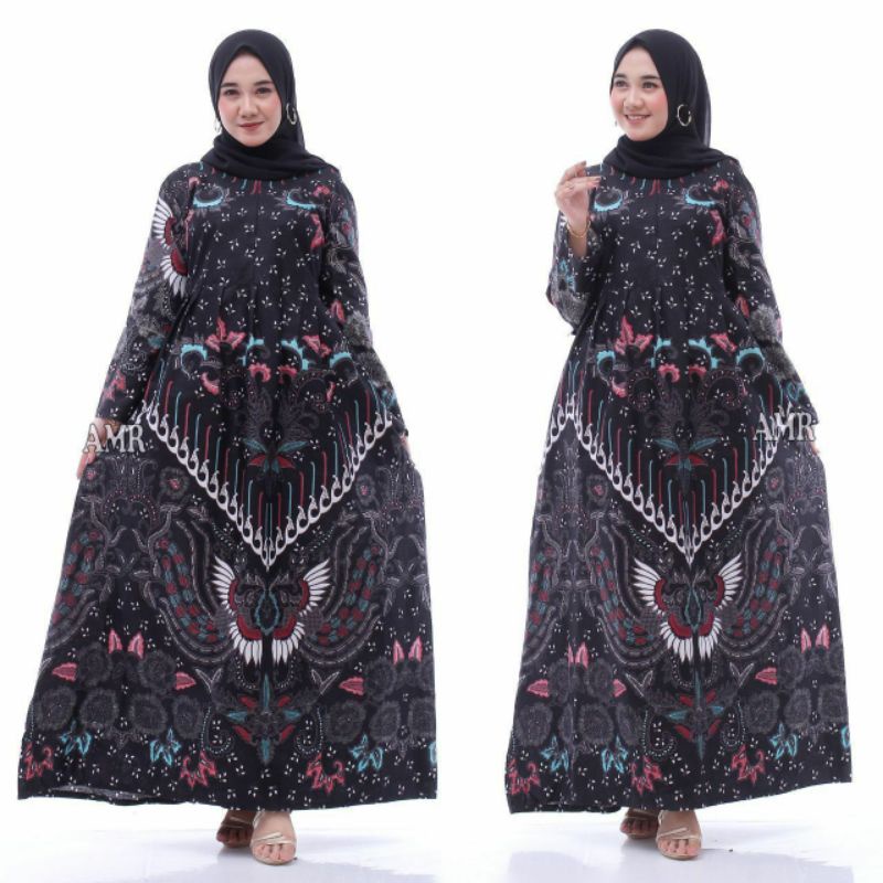 gamis batik terlaris dengan bhan yang halus ukuran LD 110cm  panjang 140cm