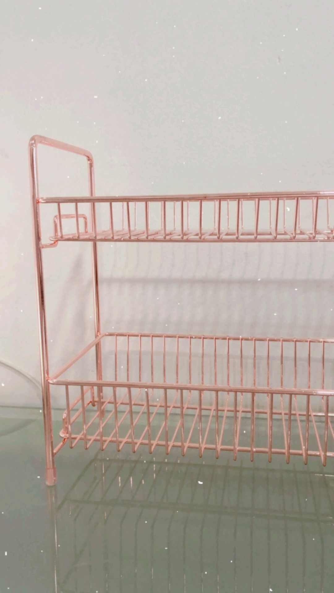 Rak Susun Rosegold Tingkat Serbaguna Peralatan Dapur Kosmetik Makeup Skincare Kamar Mandi Dua Lapis