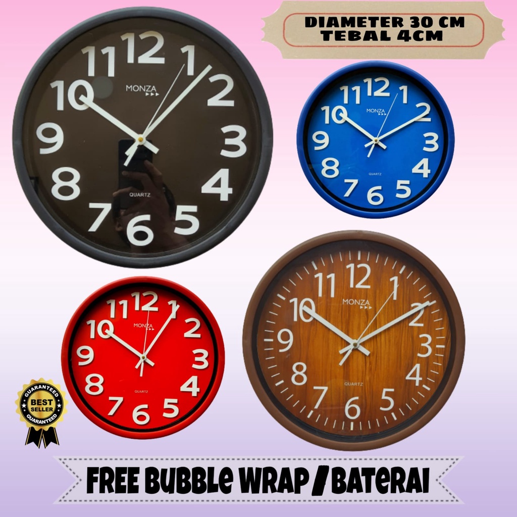 JAM DINDING AESTHETIC BESAR JUMBO HITAM PUTIH DIAMETER 30CM