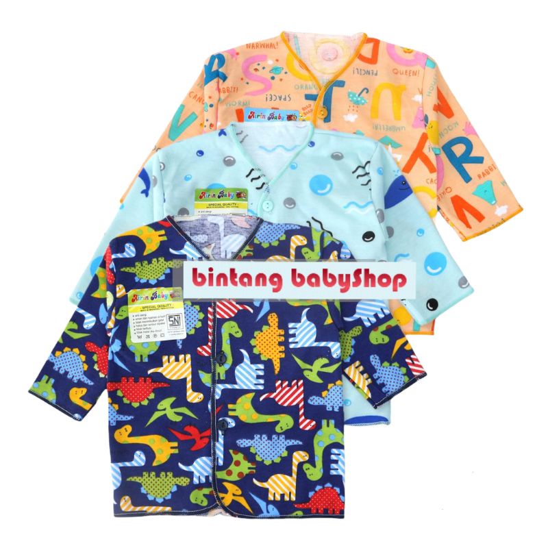 AIRIN 3 Pcs Baju Bayi Newborn Lengan Panjang Baru Lahir Warna