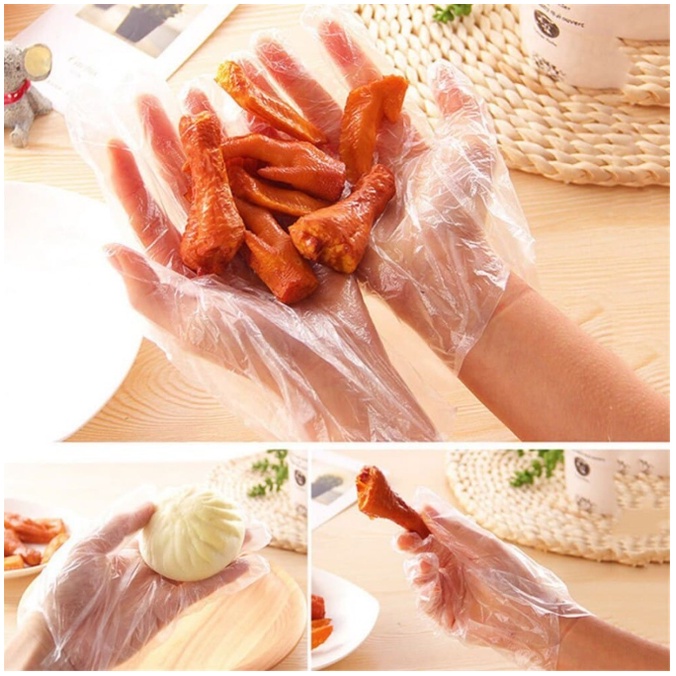 Sarung Tangan Plastik Gloves Isi 100 Pcs Sekali Pakai Disposable Glove