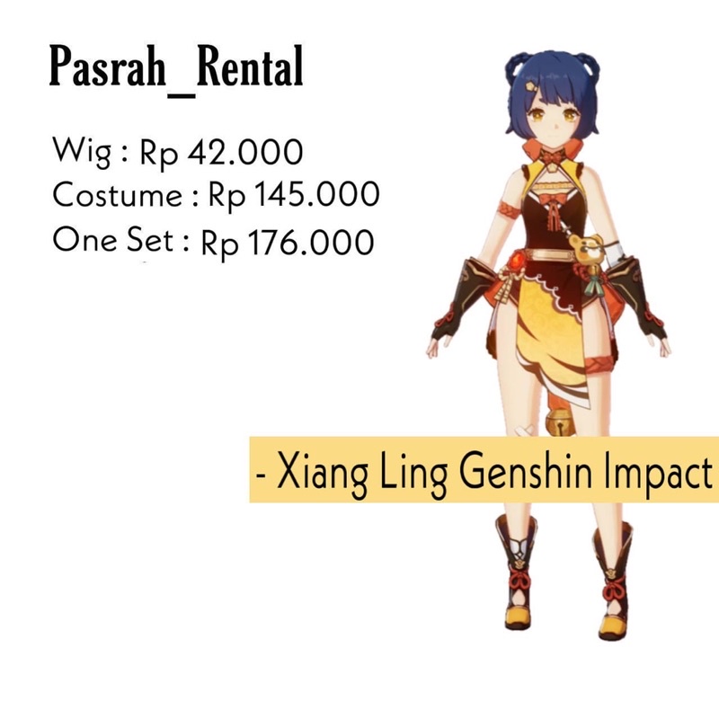 SEWA RENTAL KOSTUM / COSPLAY XIANG LING GENSHIN IMPACT