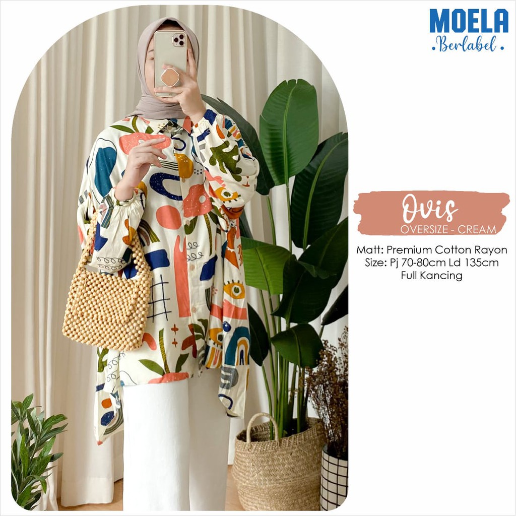 Fashion MOELA Ovis LD 135cm oversize wanita atasan bigsize Jumbo motif full kancing original casual 