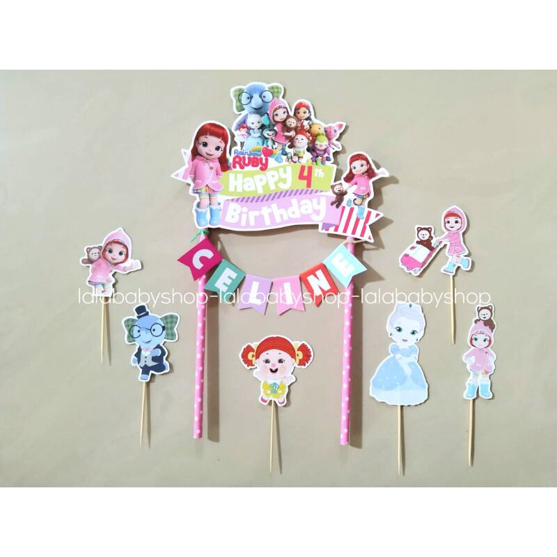 cake topper RAINBOW RUBY custom/hiasan kue