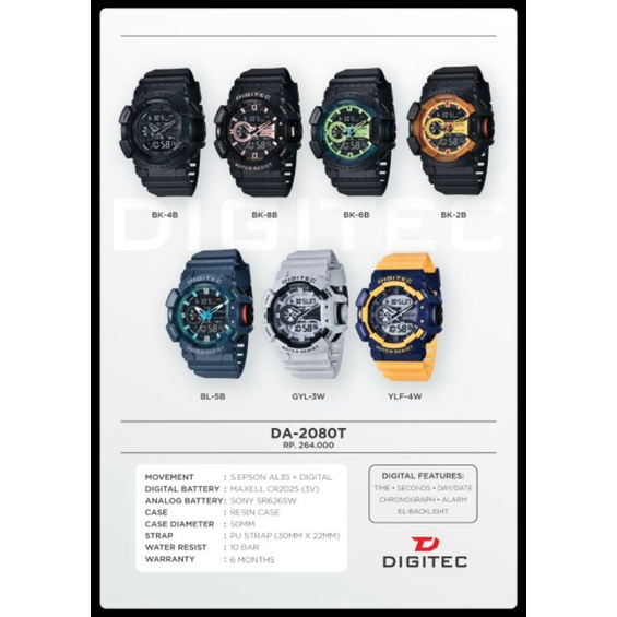 Jam tangan pria Digitec 2080 garansi original DIGITEC DA 2080