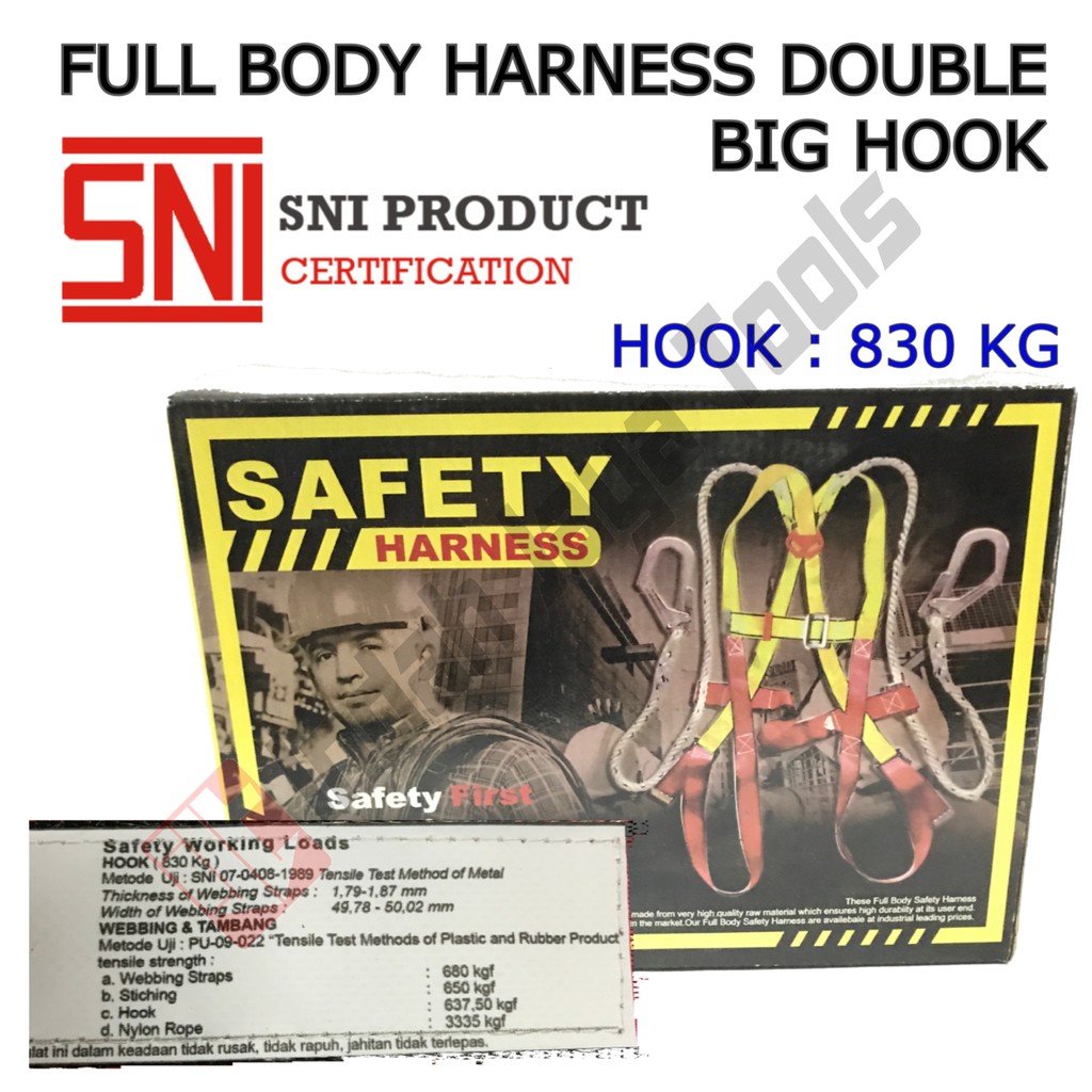 I-SAFE Full Body Harness SNI DOUBLE BIG HOOK - Safety Belt Sabuk Pengaman Harnes