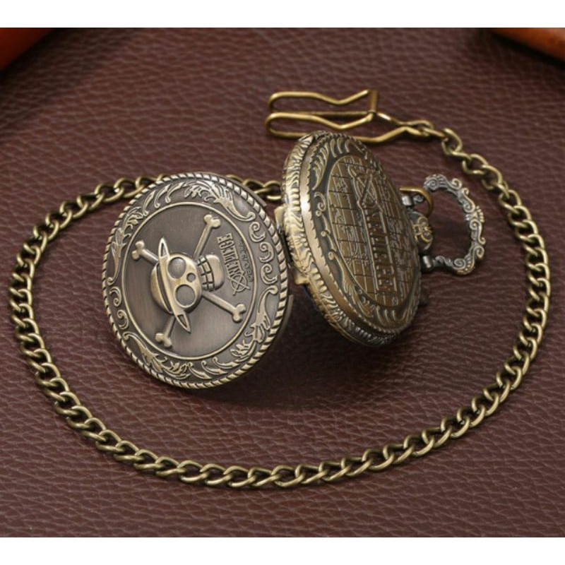 pocket watch rantai  jepit Jam saku rantai jepit one piece tengkorak anime animasi