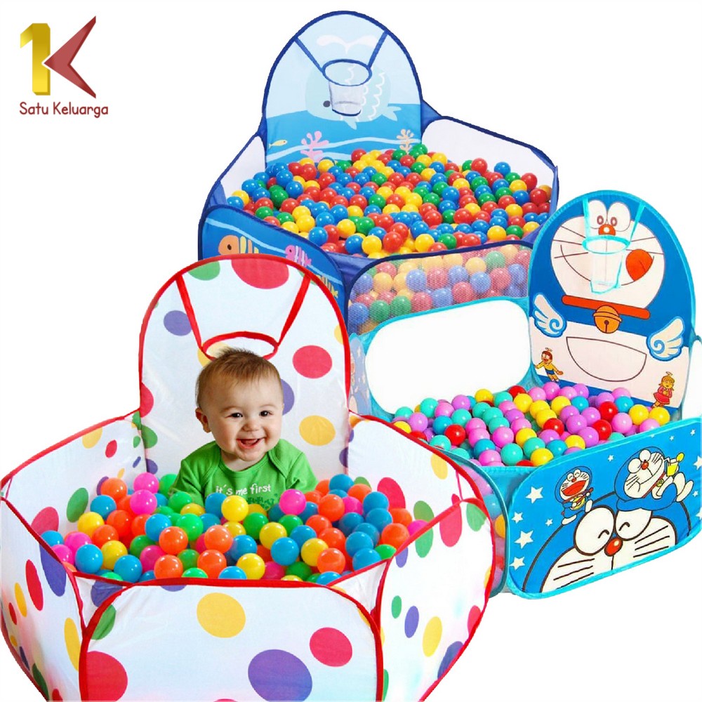 Satu Keluarga Tenda Keranjang M7 Mainan Kolam Mandi Bola 1.2m / Bola Anak + Ring Basket Hadiah Ulang