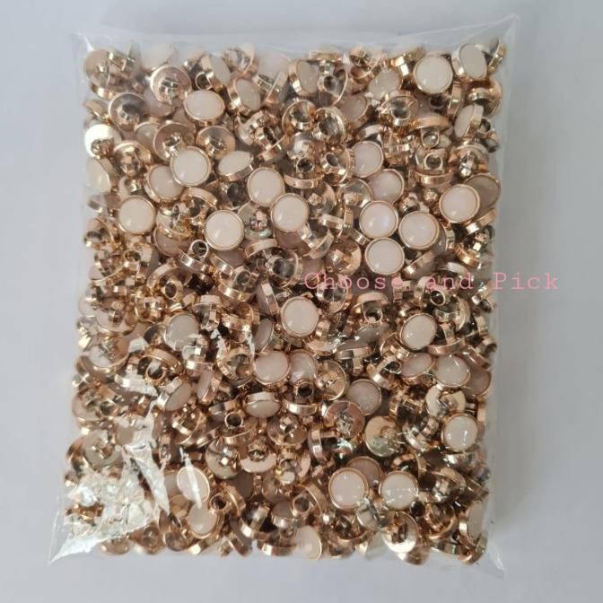 Kancing baju mutiara gold / kancing mutiara list emas uk 18L isi 400