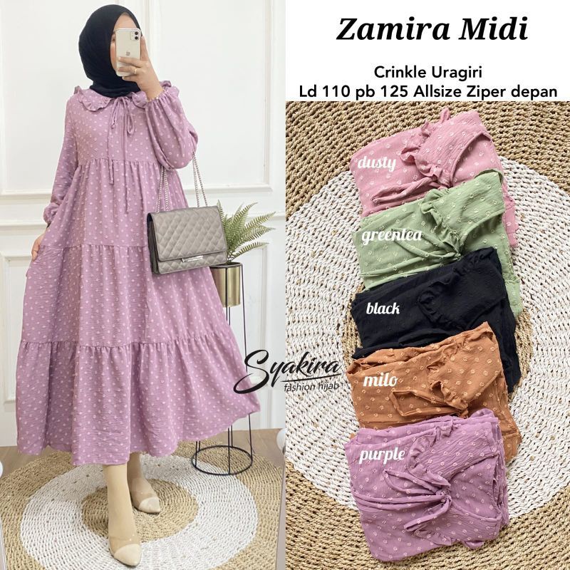 ZAMIRA MIDI DRESS / MIDI DRESS CRINCLE RUBIA PREMIUM / MIDI DRESS REMPEL / MIDI DRESS CASUAL / OUTFI