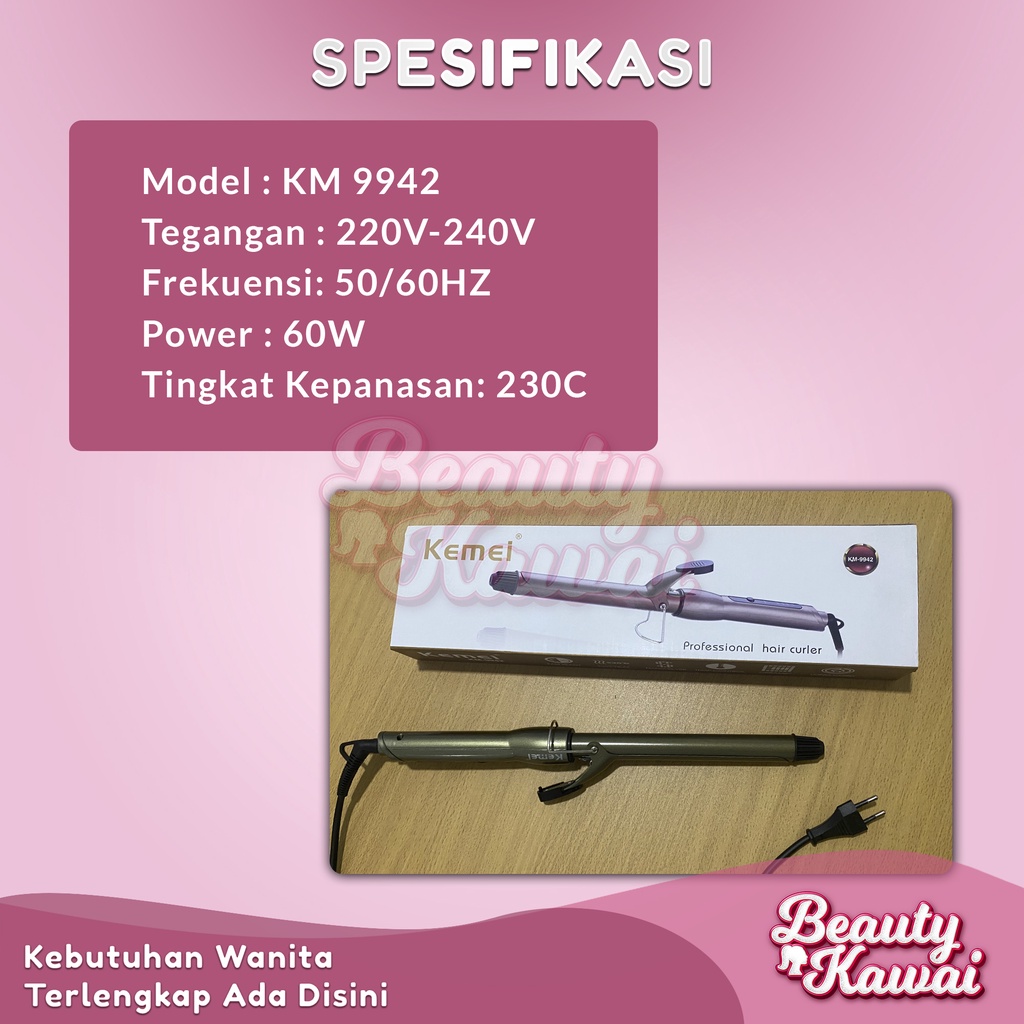 Catokan Curly Kemei KM 9942 230C 60W Cepat Panas Pengeriting Rambut