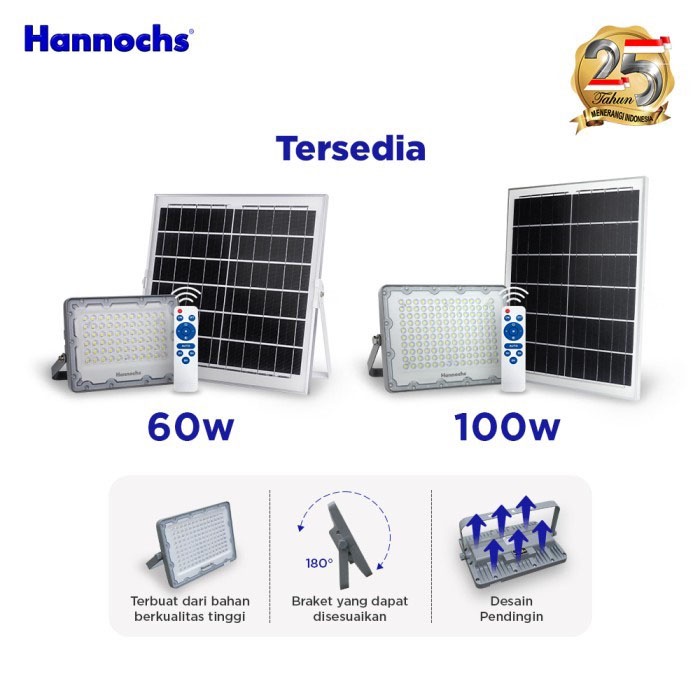 Hannochs LED Sorot Floodlight Solar Cell Panel Surya