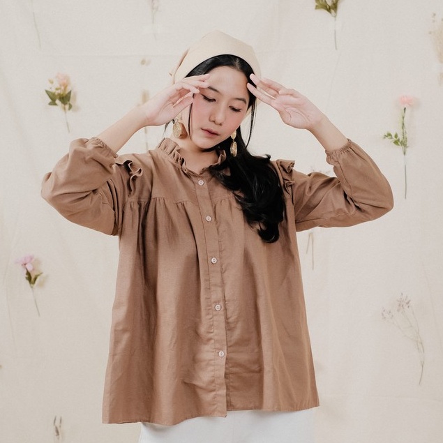Sazkia Linen Shirt / Atasan Kemeja Wanita-1