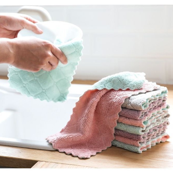 Kain Lap Dapur Anti Minyak Microfiber Lap Piring Multifungsi Serbaguna Edgeless