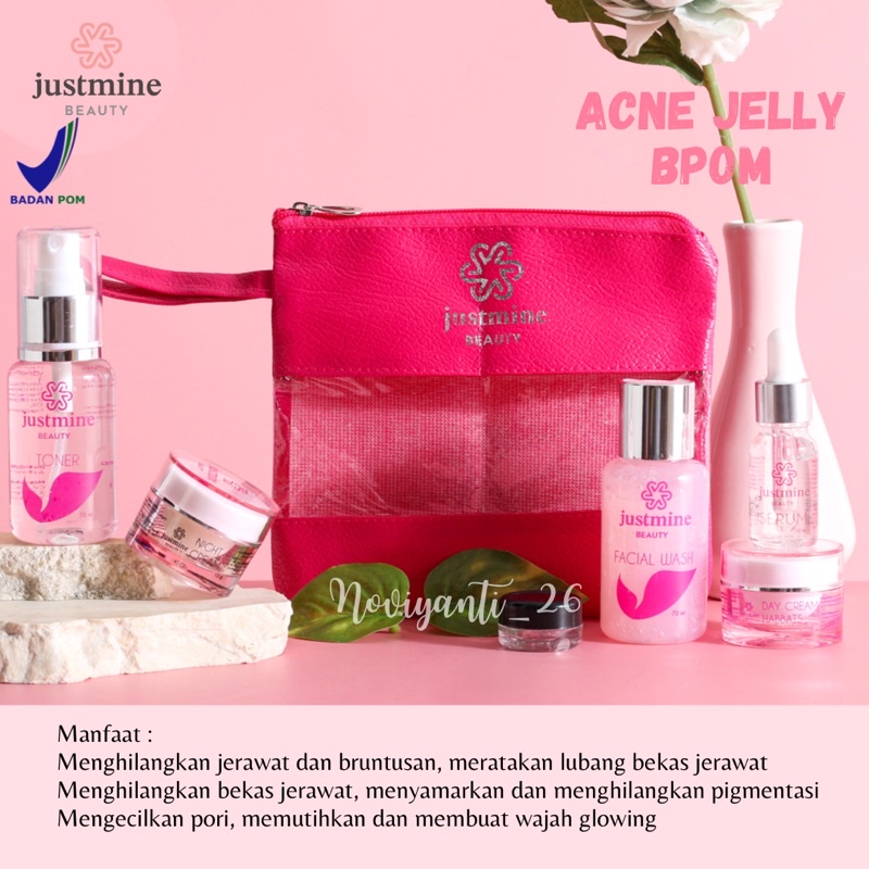 JUSTMINE BEAUTY SKINCARE PAKET NIGHT GLOW JELLY ACNE REMOVE SPOT ACNE MORE ORIGINAL-3