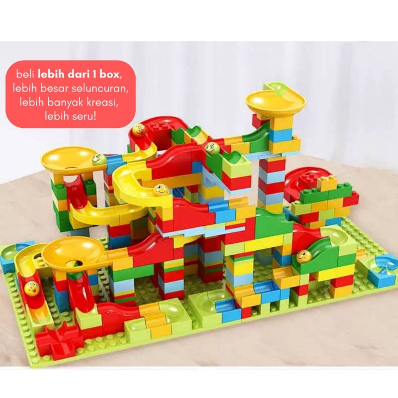 Mainan Anak 168 pcs DIY Small Funny Blocks Mini Track Slide Ball Building Brick Marble Race Run Maze Block Balok Susun