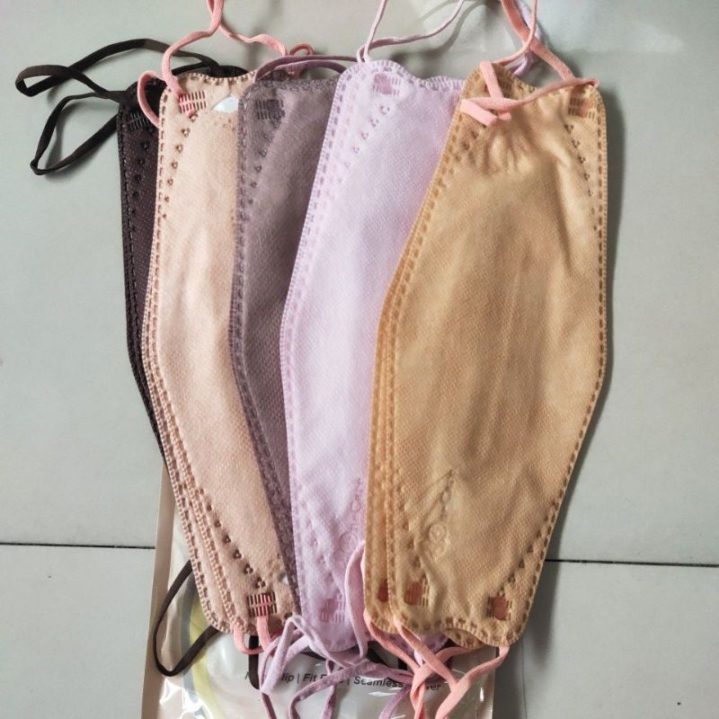 Masker KF94  4ply Vintage Warna Ladypink - Khaki / Gold -Pink - Matcha - Peach Pink  - Abu - Hitam -
