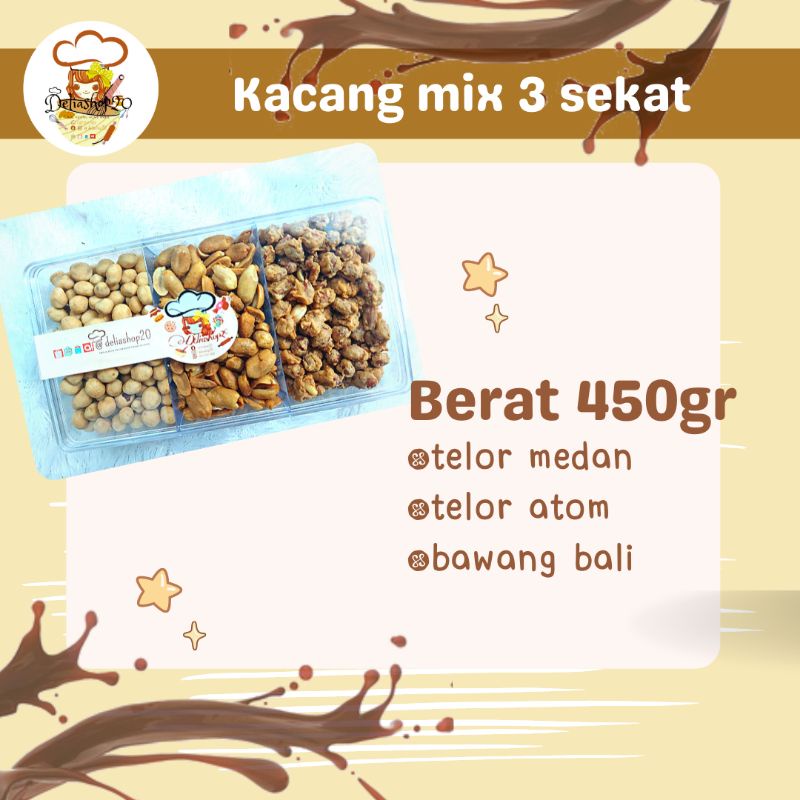 

paket lebaran kacang mix sekat 3 telor medan telor atom bawang bali mix by deliashop20