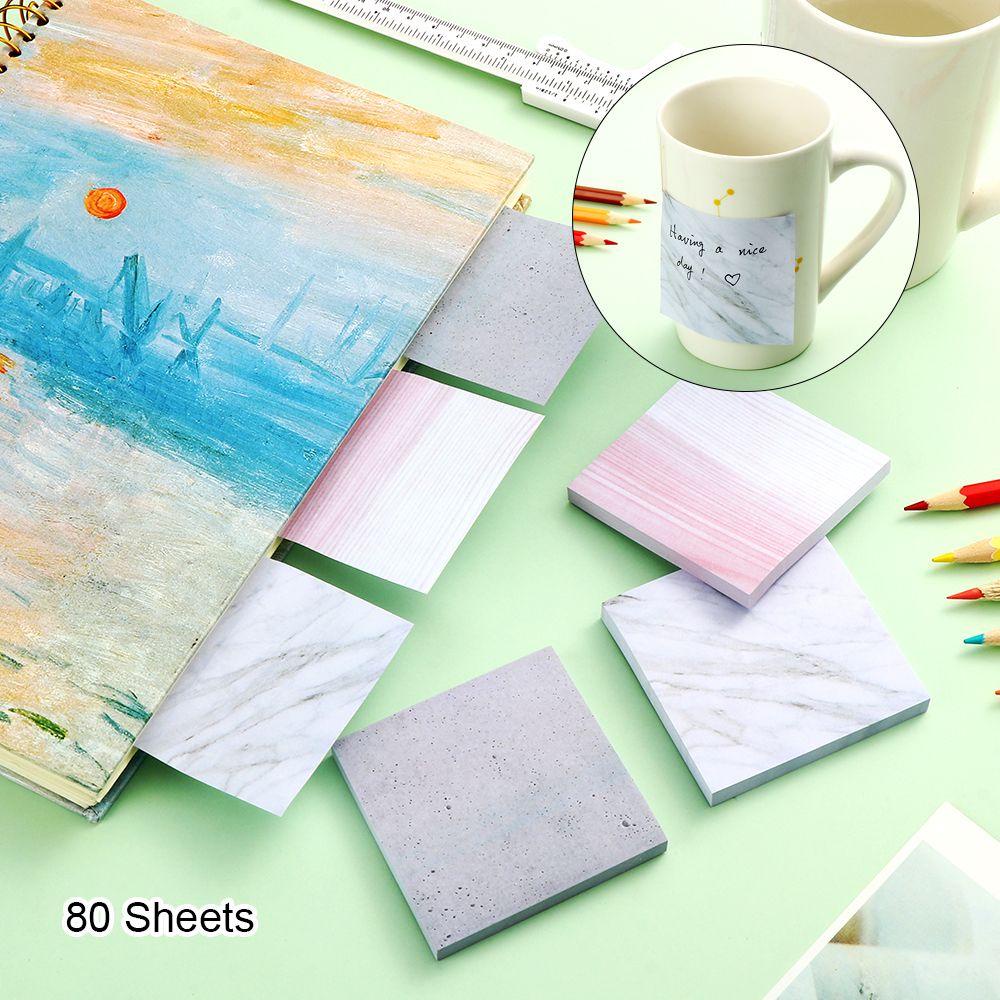 Preva 80 Lembar Sticky Note Motif Marmer Untuk Penanda Buku