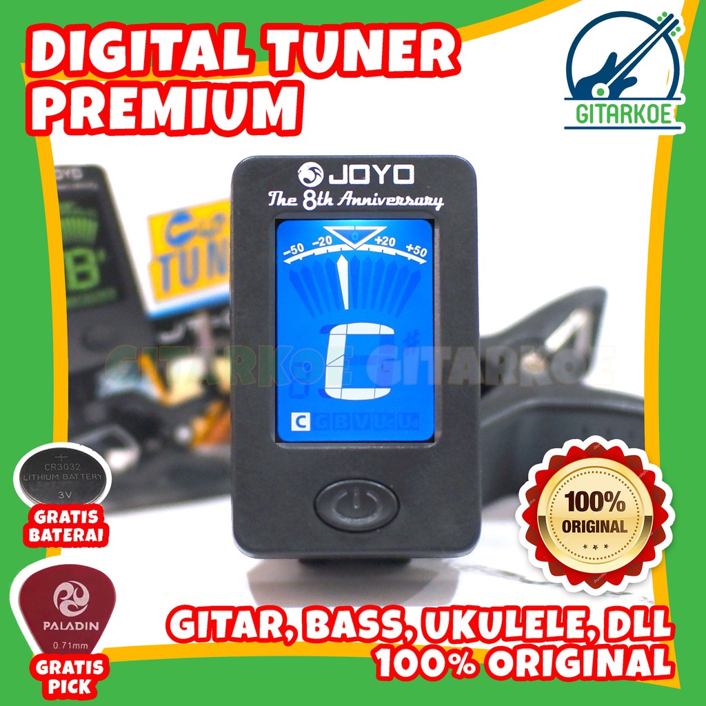 Tuner Gitar Digital Alat Stem Gitar Mini Clip Guitar Tuner Joyo