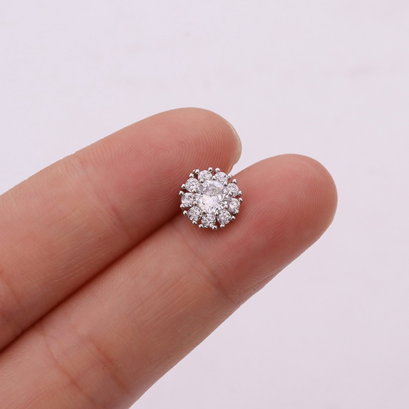 1pc Anting Tindik Tulang Rawan Telinga Desain Tanaman Keong 20g Hias Cz