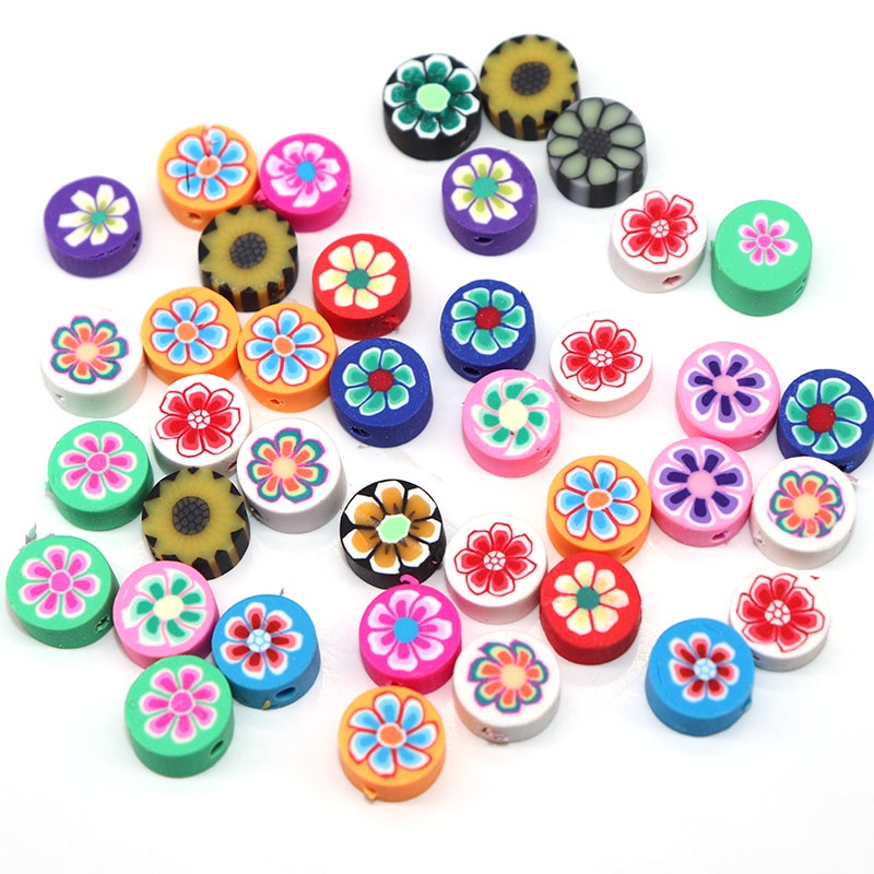 20pcs Manik-Manik Spacer Polymer Clay Bentuk Buah Warna Campur Ukuran 10mm