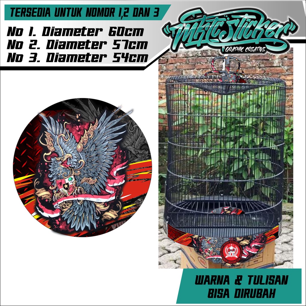 STICKER SANGKAR BURUNG BUNDAR FULL SET MOTIF BURUNG GARUDA