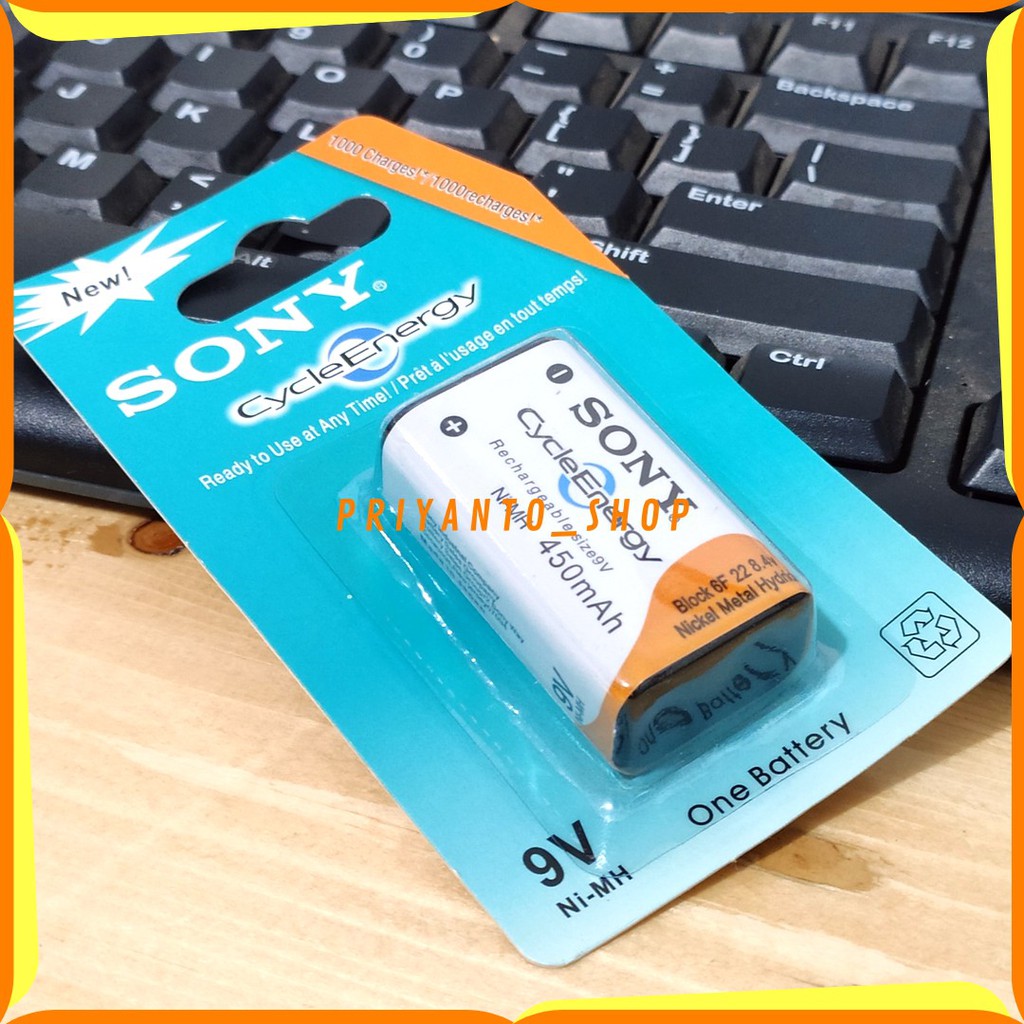 BATU BATRE BATTERY SONY 9V Ni-MH 9VOLT 450 mAh RECHARGEABLE