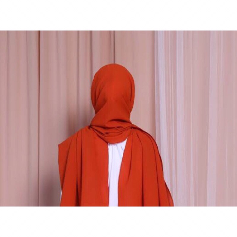 Hijab Instant Diamond Pashmina Tali Panjang Tepi Jahit-Pumpkin (bata)