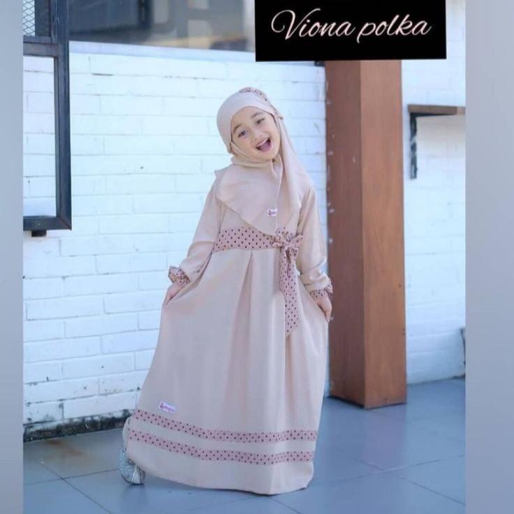 Terbagus.. Gamis anak Vios kids ( free jilbab ) baju muslim gamis SYAR'I anak usia 2-7 tahun ( 3 siz