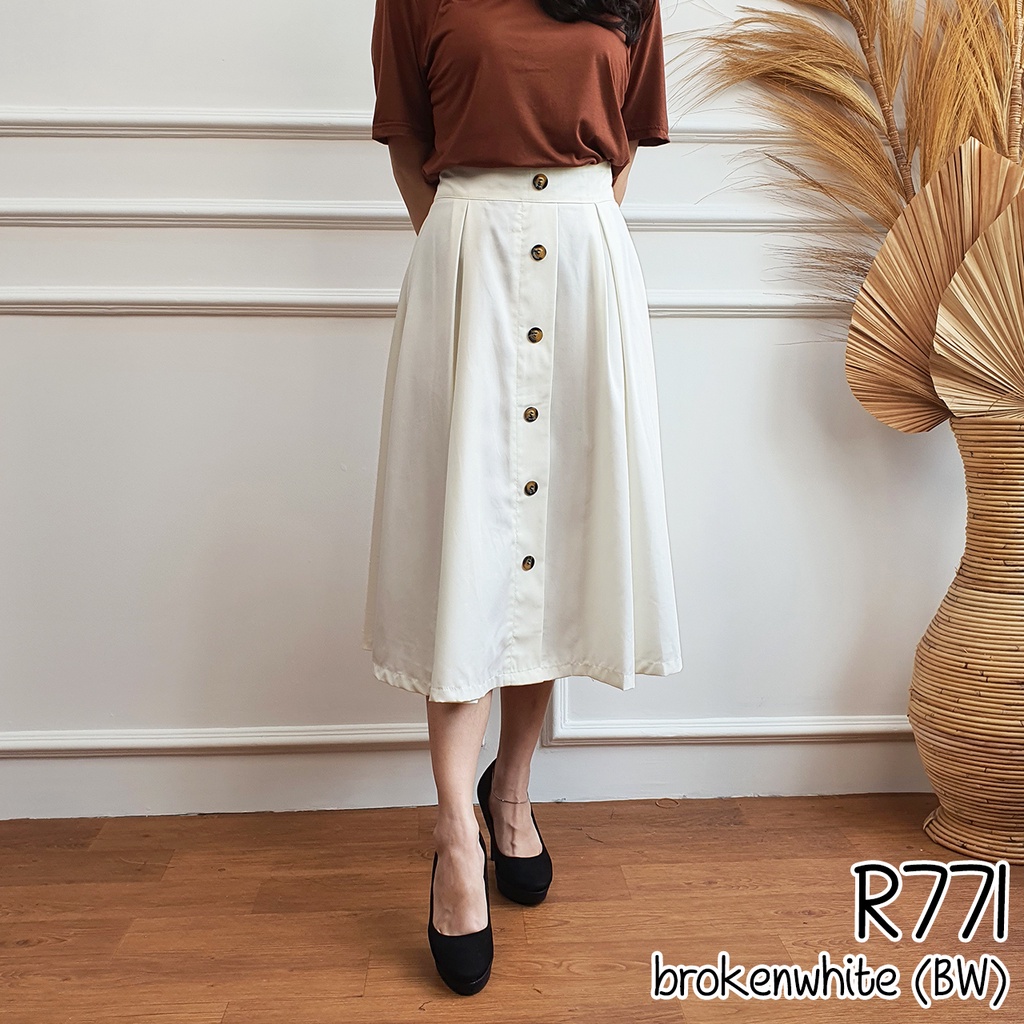 Rok polos wanita lebar midi plain skirt R771-2