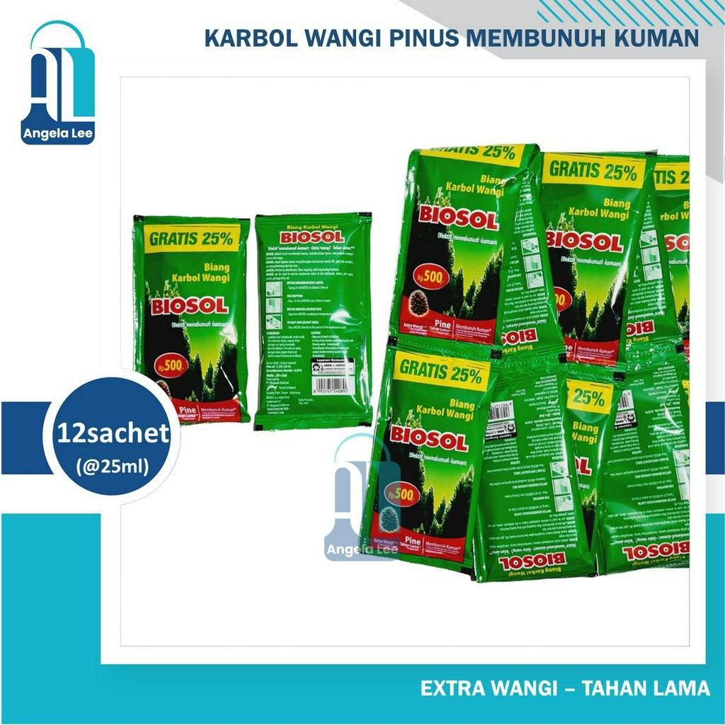 BIOSOL karbol extra wangi bunuh kuman virus renceng 12 sachet @25ml pel pembersih lantai