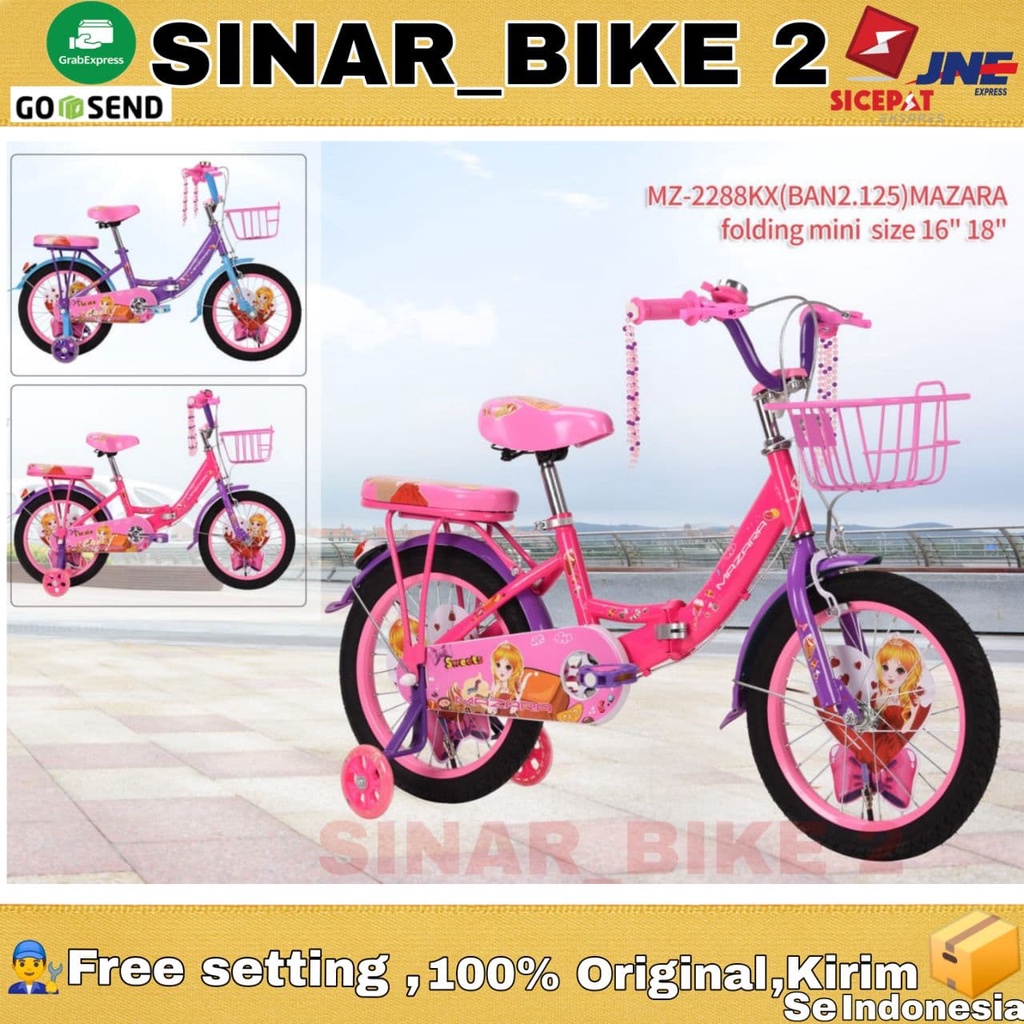 Sepeda Lipat Anak Mini Mazara Keranjang 16 &amp; 18 Inch Usia 4-8 Tahun