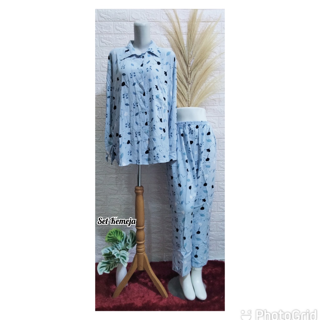 Setelan kemeja/setelanPajamas/setelanWanita/setelanKekinian