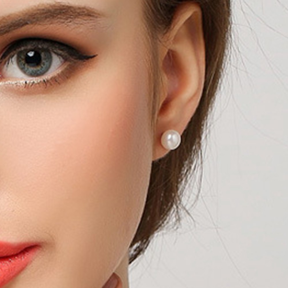 Anting Stud Mutiara Simulasi Warna Silver Untuk Wanita