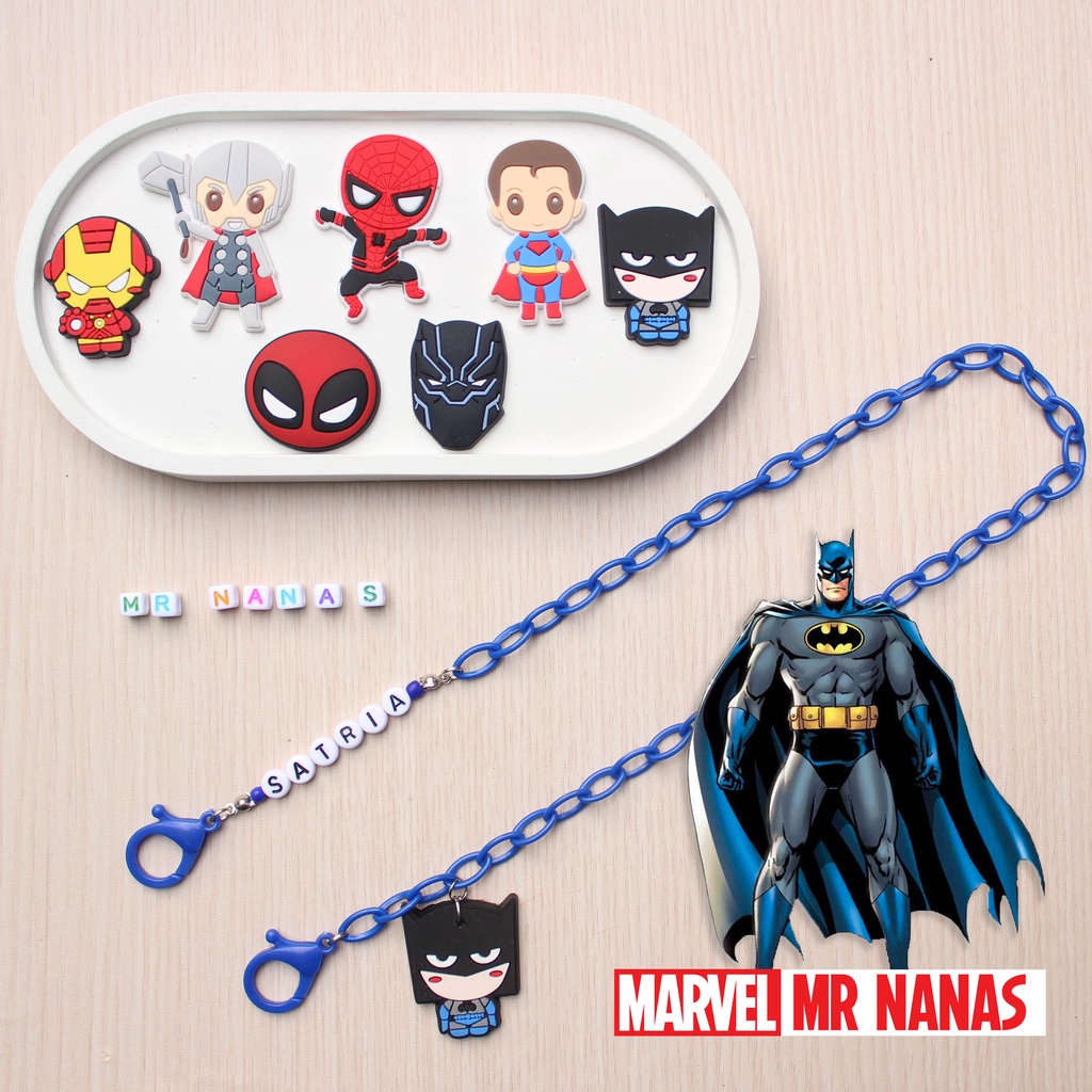 Tali Masker FREE BONEKA dan NAMA Superhero Keren Strap Masker Anak Cowo / Laki-laki Mr Nanas