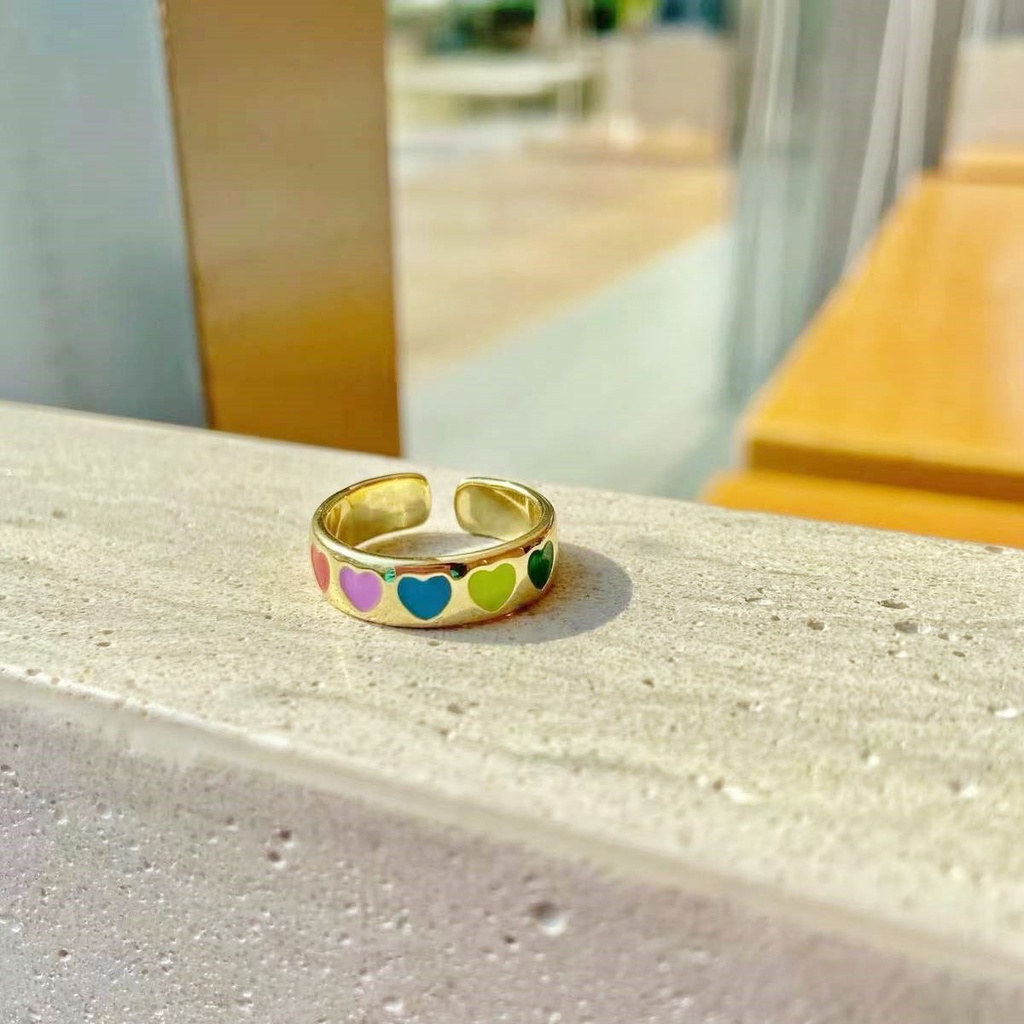 Cincin Model Terbuka Desain Hati Gaya Eropa Amerika Jepang Korea Untuk Pasangan