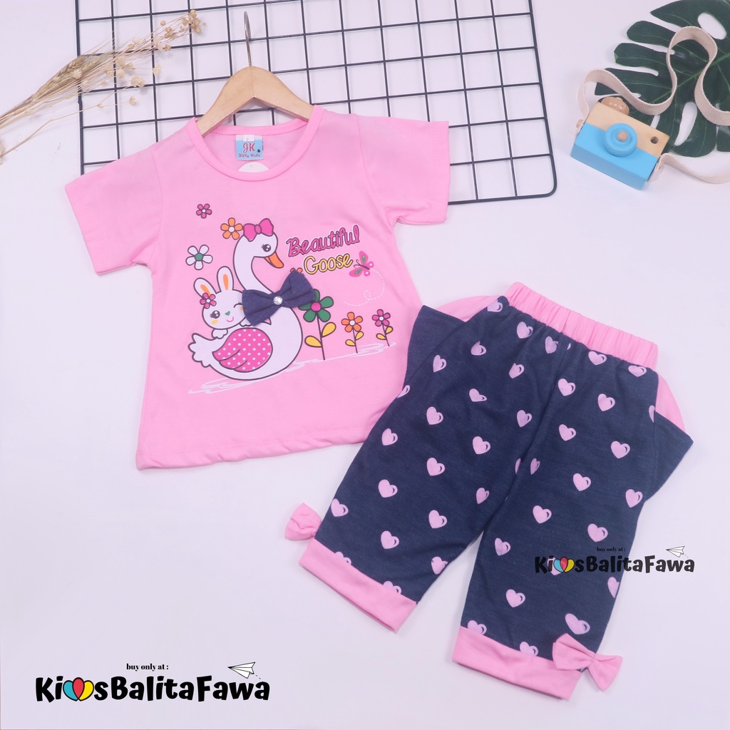 Setelan Lisa uk 1-8 Tahun / Baju Harian Anak Perempuan Kaos Lengan Pendek Celana Set Balita Cewek