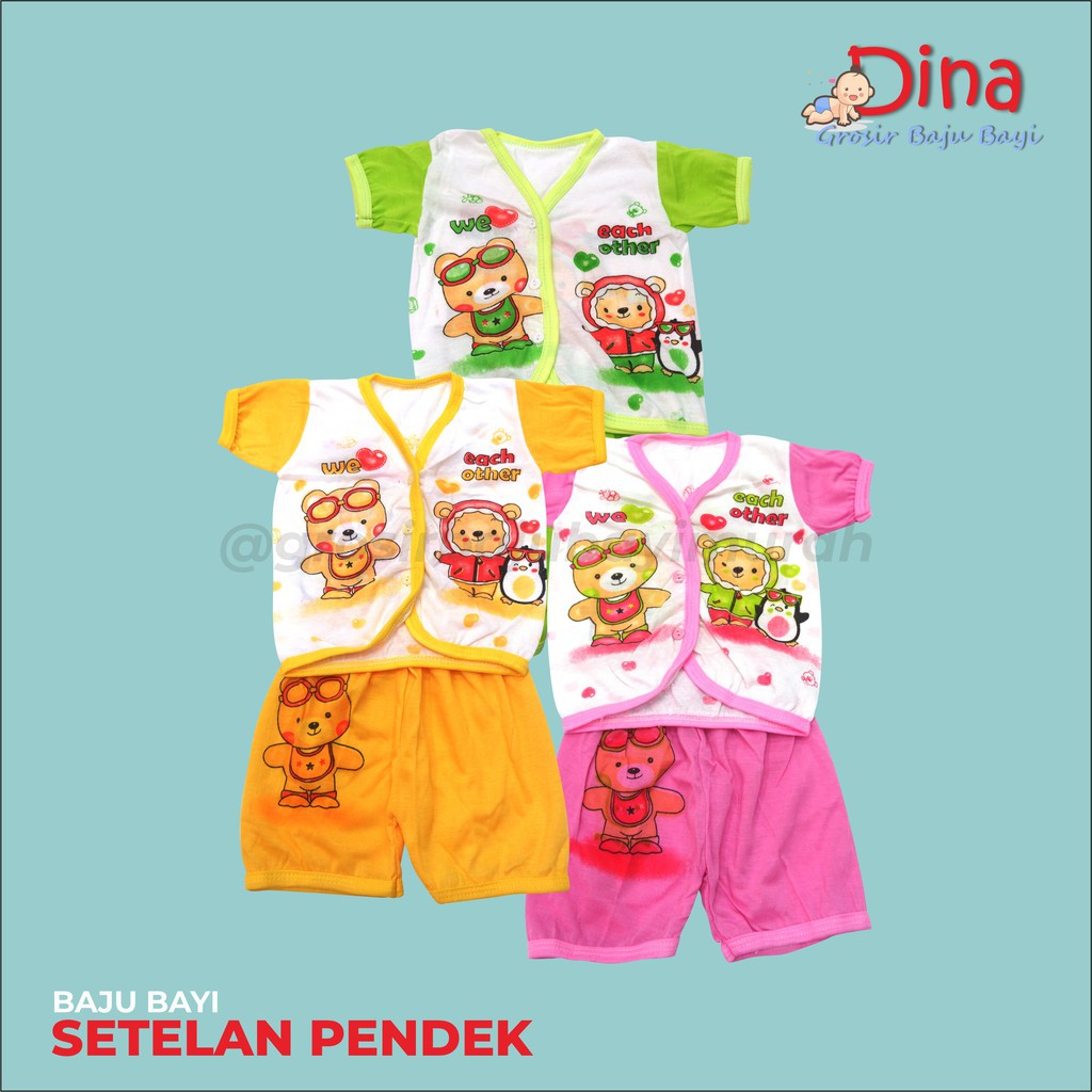 1 LUSIN baju bayi SETELAN pendek WARNA perlengkapan bayi baru lahir