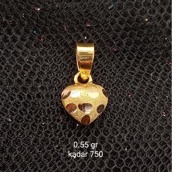 Liontin Emas 17K kadar 750 - model hati polkadot berat 0.55 gram - 2694