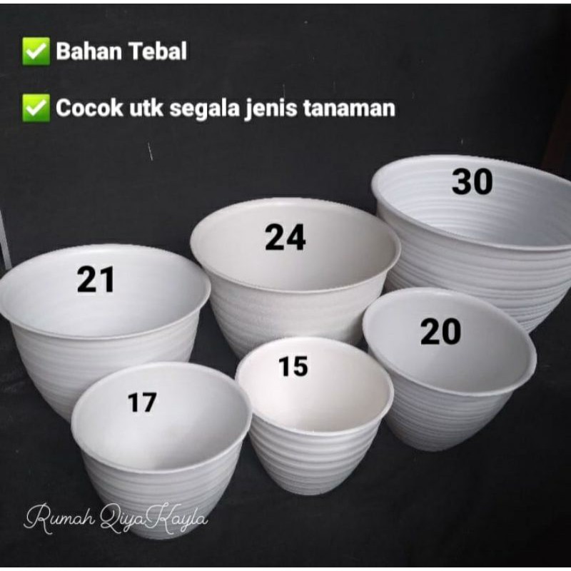 [ready stock] POT UKURAN 30 - POT TAWON PUTIH BESAR DIAMETER 30 CM - POT BUNGA TANAMAN WARNA PUTIH