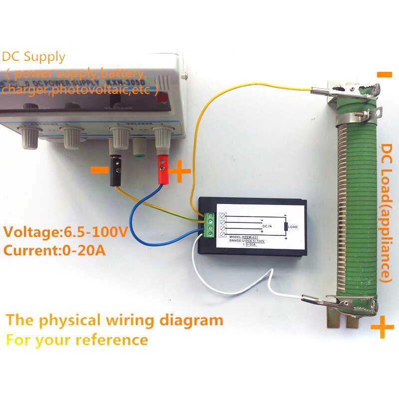 Voltmeter Amperemeter Watt meter Energy meter 4in1 DC 20A 6.5-100V