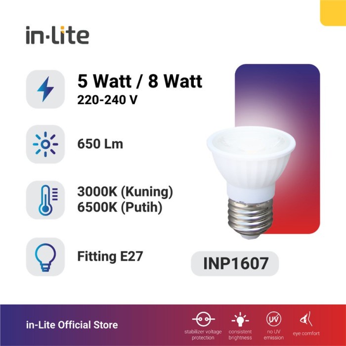 INLITE LED Spot E27 Lampu Sorot COB 5W 5Watt in-Lite 5 W Watt INP1607