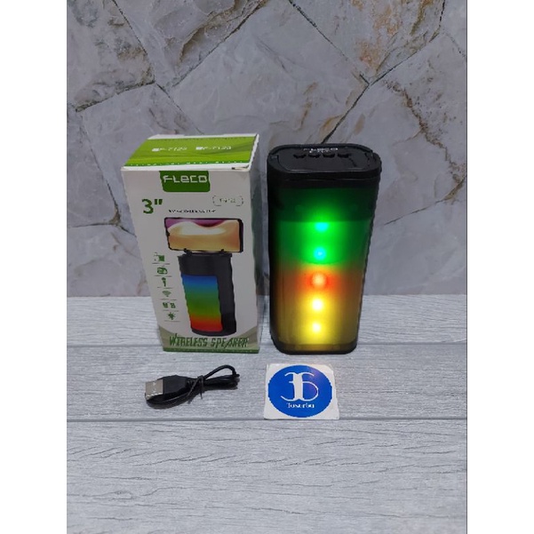 Speaker Bluetooth Portable Lampu Disko Led Holder Hp Fleco F 7123