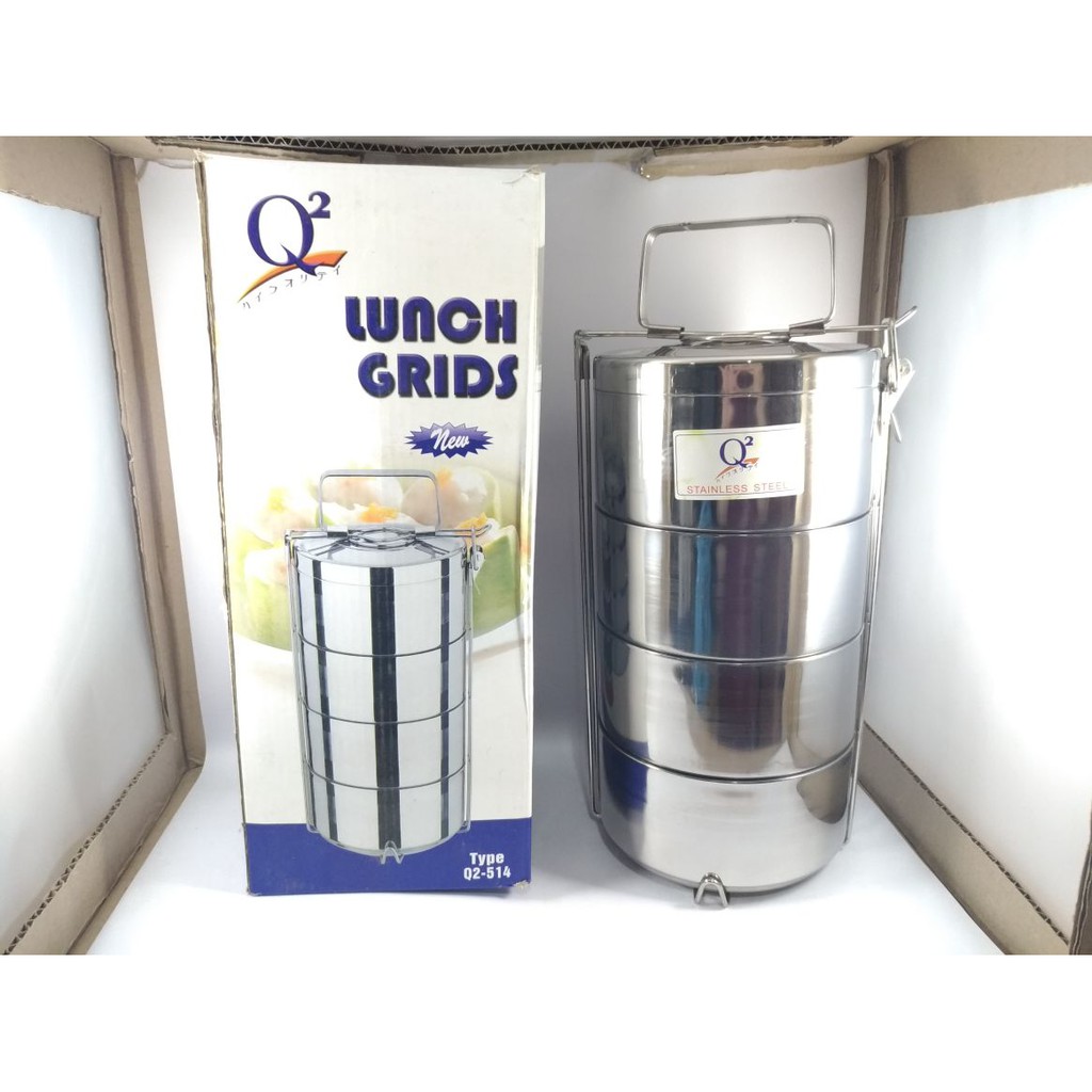 Rantang Susun 4 Stainless Steel Q2-514 (Lunch Grids)