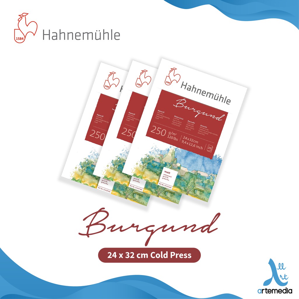 

Hahnemuhle Burgund 24x32cm Watercolor Pad Paper Block