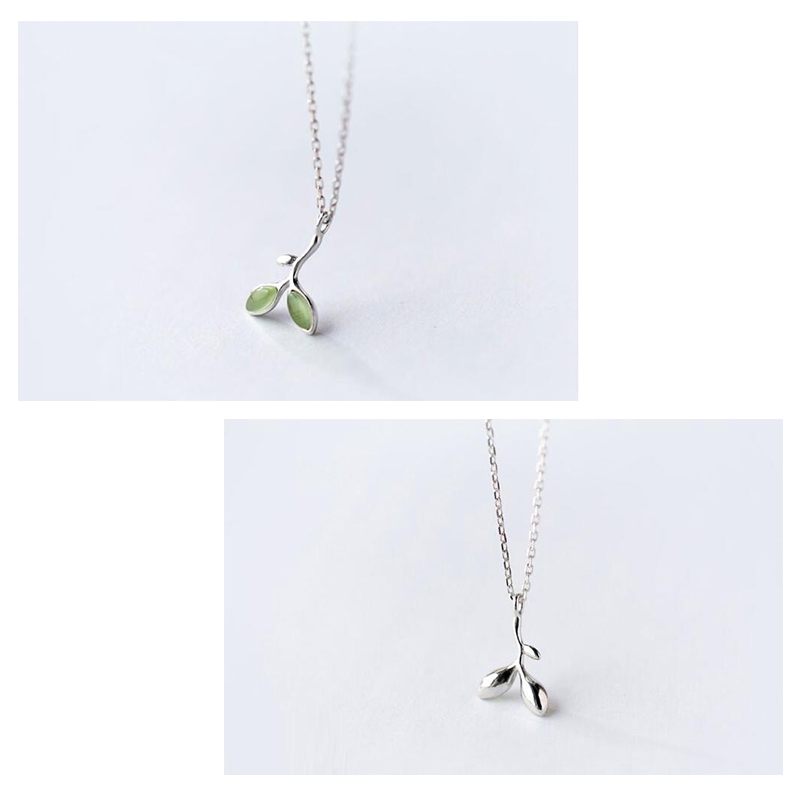 Sangat indah Kalung&lt;Unk&gt; Necklace Green Crystal Silver Leaves Choker Kalung Wanita Cewek Perhiasan Hadiah CANDY JEWELRY