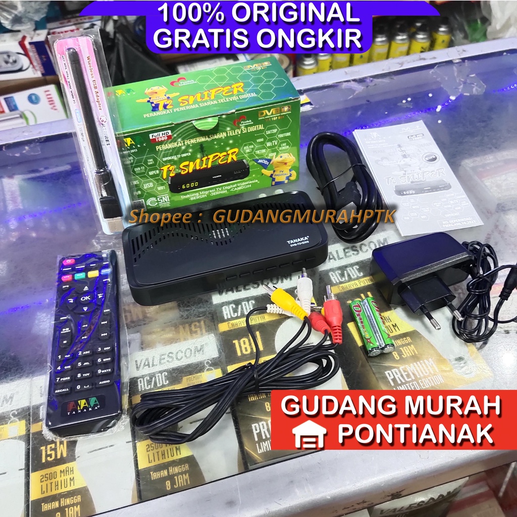 STB Receiver Tv Set Top Box TANAKA DVB T2 Snipper Siaran Digital Suport Wifi Dongle untuk Intenet ke YOUTUBE Versi Terbaru / USB 2 Slot / SLOT HDMI / SLOT RCA